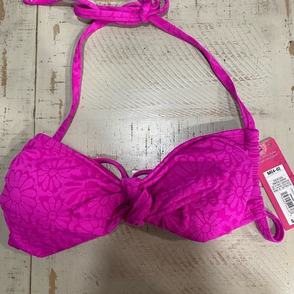 NWT Xhilaration pink floral bikini top